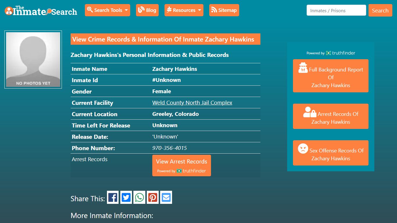 View Crime Records & Information Of Inmate Zachary Hawkins